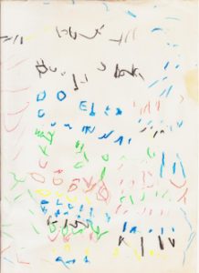 Level2writingsample218x300 Building Wings Building Wings A childs Level 2 writing in multiple colors on a piece of paper