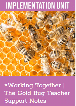 Cover of Readtopia Implementation Unit: Working Together | the Gold Bug Teacher Support Notes.