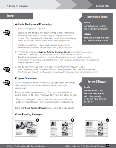 Page from a Readtopia Social/Emotional learning lesson.