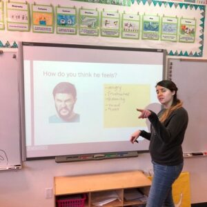 LauraCuthbertsoninclassroom Building Wings Building Wings Laura Cuthbertson presents a lesson on socialemotional learning in a classroom