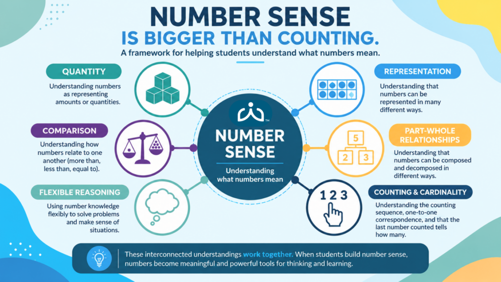A graphic that details the framework for helping students understand what numbers mean.